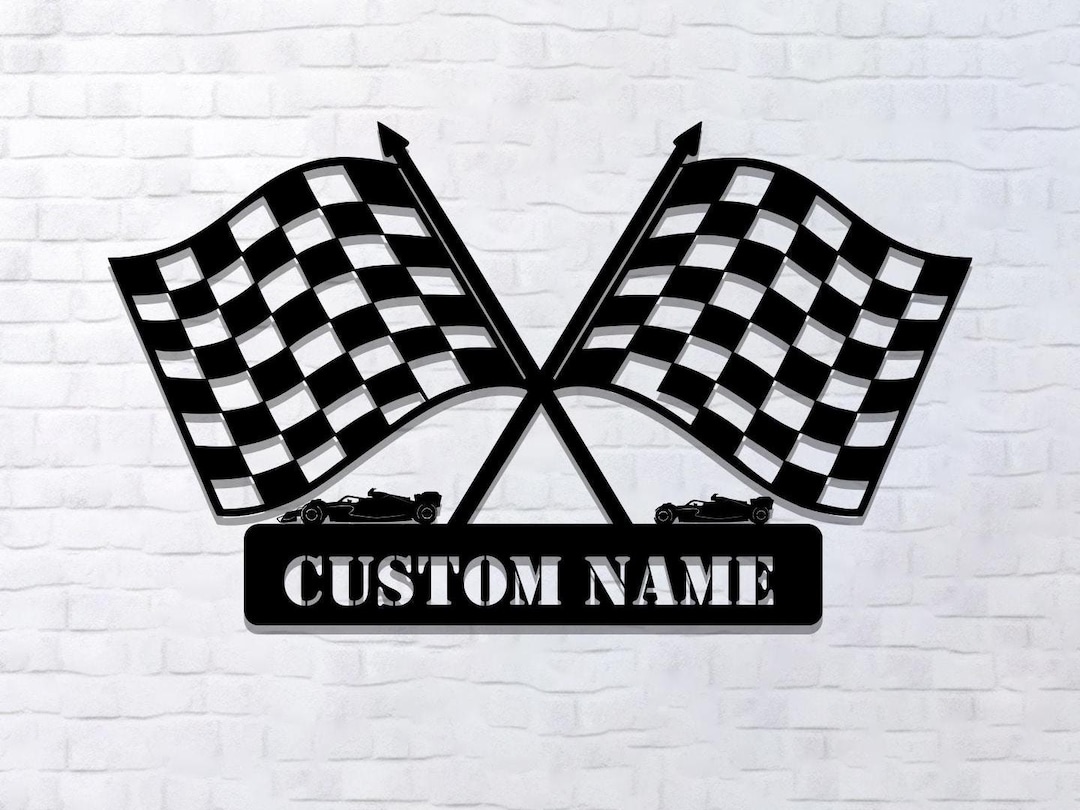 Custom Checkered Flag Metal Racing Sign: Garage Decor, Motorsports Gift ...
