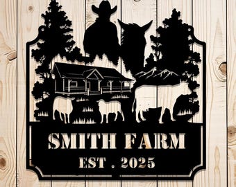 Farmhouse Metal Wall Art: Rustic Barn, Animals, Trees