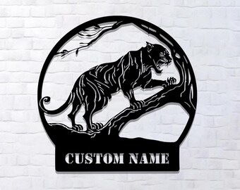 Custom Tiger Name Sign: Metal Silhouette Wall Decor