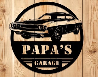Mopar Challenger Custom Metal Garage Sign | Personalized Wall Art