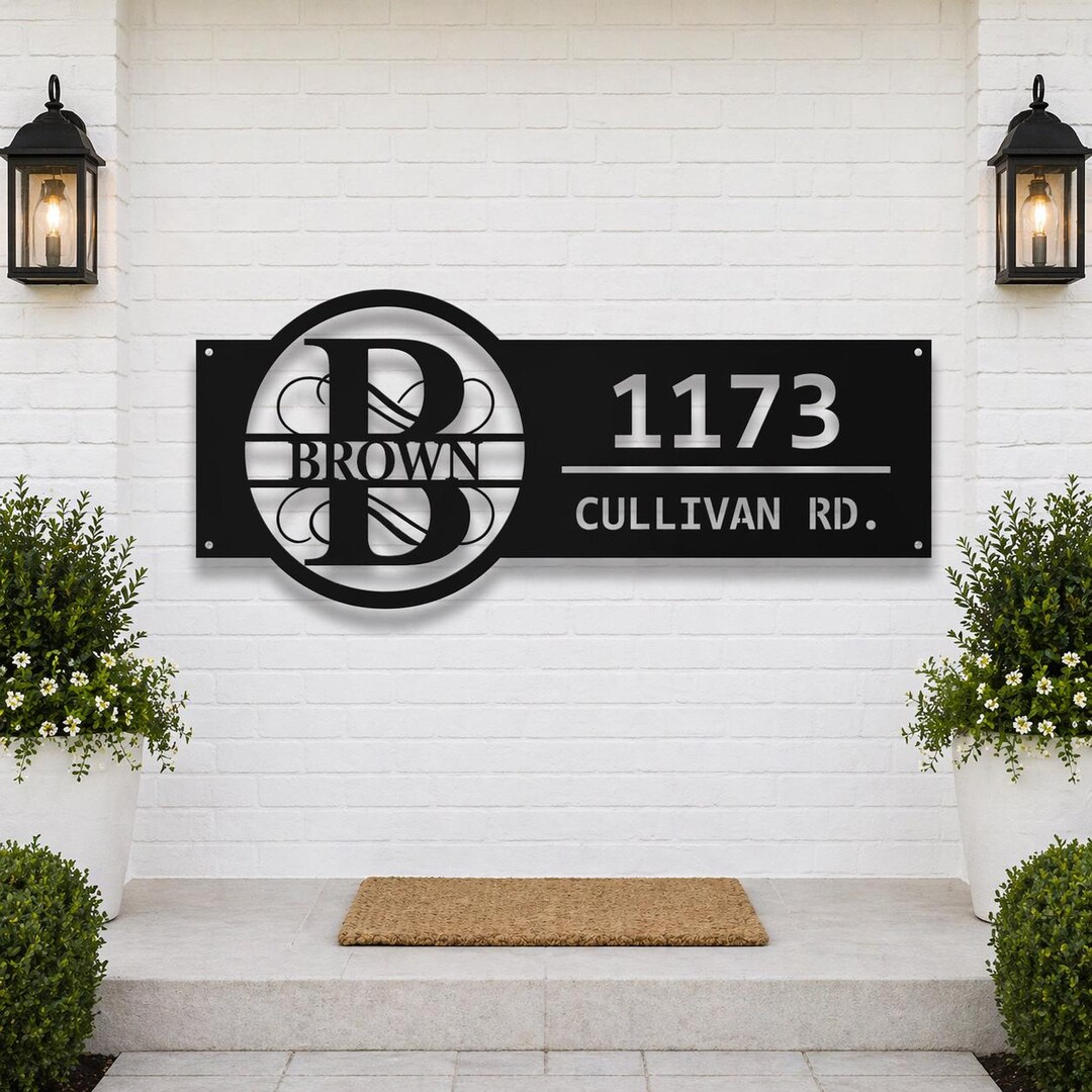Personalized Metal Address Sign, Custom House Number Plaque, Modern ...
