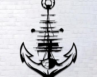 Marine Anchor Metal Wall Decor: Nautical Coastal Art
