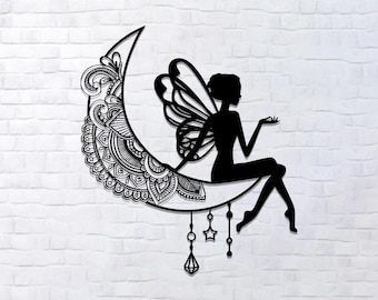 Fairy Metal Art: Moon & Stars Wall Decor
