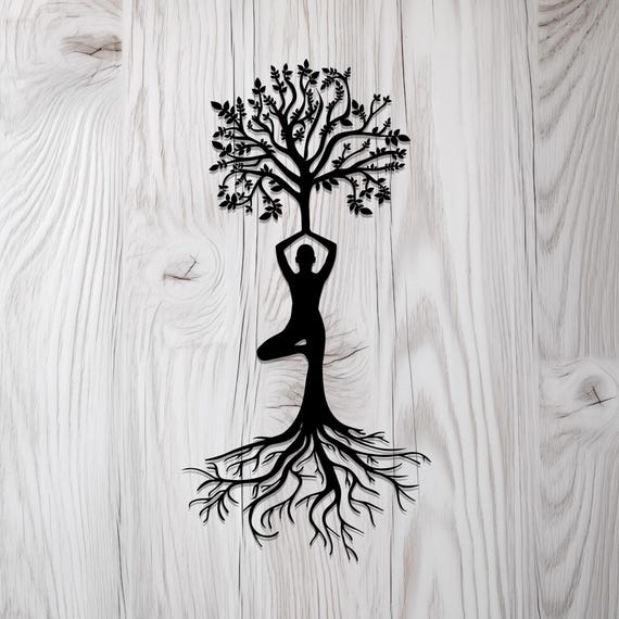 Yoga Tree Metal Wall Art: Meditation Decor, Hindu Sign