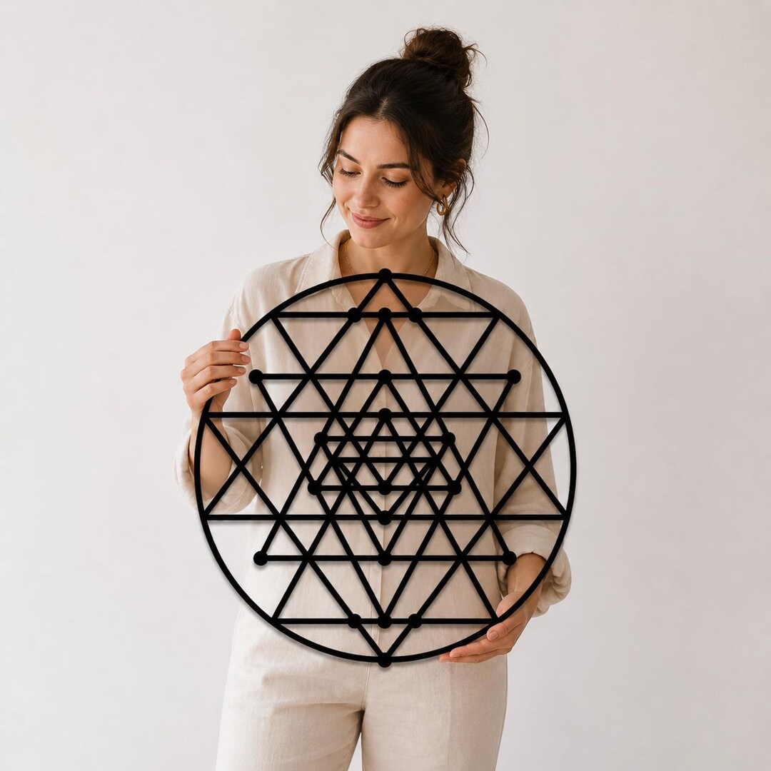 Sacred Geometry Metal Wall Art, Sri Yantra Meditation Decor, Spiritual ...