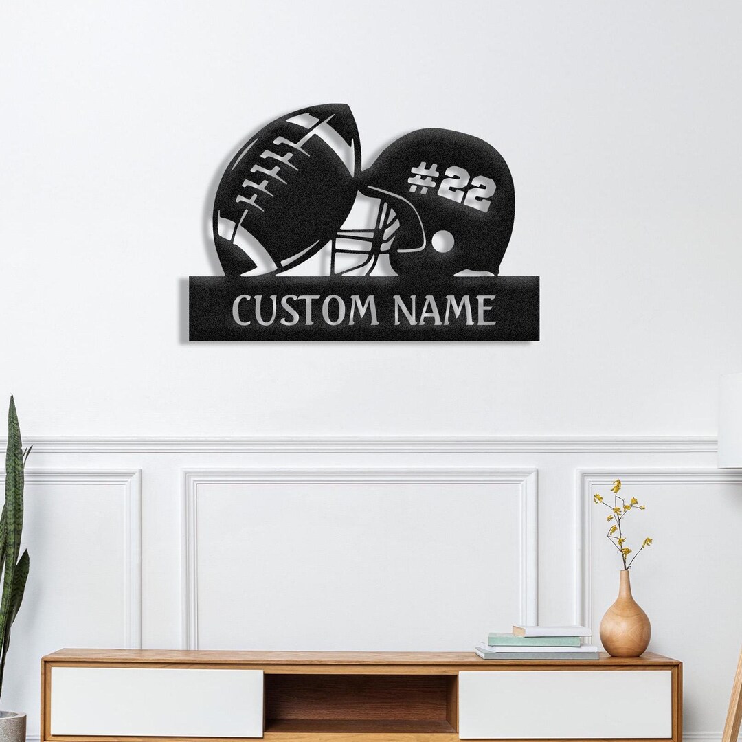 Personalized Football Metal Sign: Custom Name Wall Art - Etsy