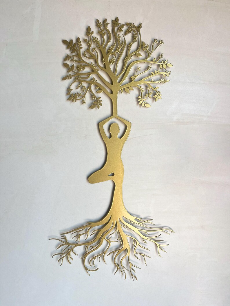 Yoga Tree Metal Wall Art: Meditation Decor, Hindu Sign image 5
