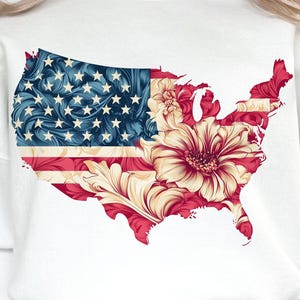 Bloemen kaart van Amerika png, Amerikaanse kaart png, 4 juli png, bloemen VS png, kaart van de VS png, Amerika png, patriottische dag, Independence Day png