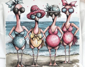 Flamingo Summer PNG, Vintage Summer PNG, Funny Summer png, Summer girly png, flaming png, Sublimacja cyfrowa do pobrania, różowe lato png