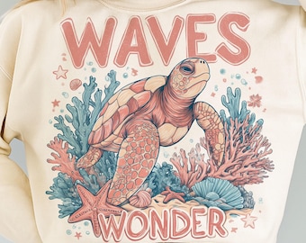 Waves Wonder Png, Summer Sublimation file, Girly Beach PNG, Trendy, Spring Break, Summer, Beach, Coastal, Nautical, Vacation, Summer Png