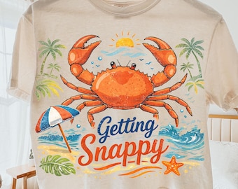 Getting Snappy Png, Summer Crab Png, Trendy, Spring Break, Summer, Beach, Coastal, Nautical, Vacation, Vintage Summer Png, Summer girly png