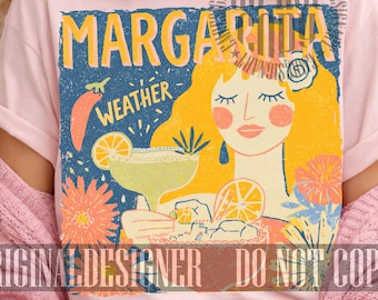 Summer Margarita Weather PNG, Preppy Aesthetic Summer PNG, Trendy Summer Shirt Design, Summer Sublimation PNG, Digital Tee, Beachy Design