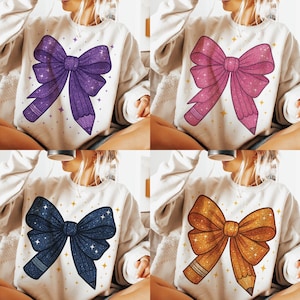 Pencil Coquette Bow Bundle PNG, Teacher Coquette Bow, Coquette bow png, Back to school, teacher appreciation, teacher shirt, Coquette Pencil