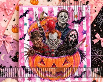Halloween Horror Characters Pumpkin Design Png, Horror Killers Scary Movies Png, Retro Halloween Pumpkin Png, Cute Fall Shirt Sublimation