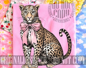 Leopardo PNG, Estampado de leopardo Png, Coqueta Png, Clipart de leopardo, Lazo rosa Png, Sublimación de camiseta de leopardo Coqueta, Diseño de lazo femenino Png
