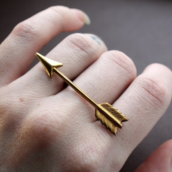 Small Arrow Floating Statement Ring, Custom Made