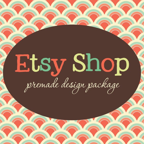 Etsy Banner Avatar Shop Set - Etsy Premade Design Package - Pattern Circle Fabric