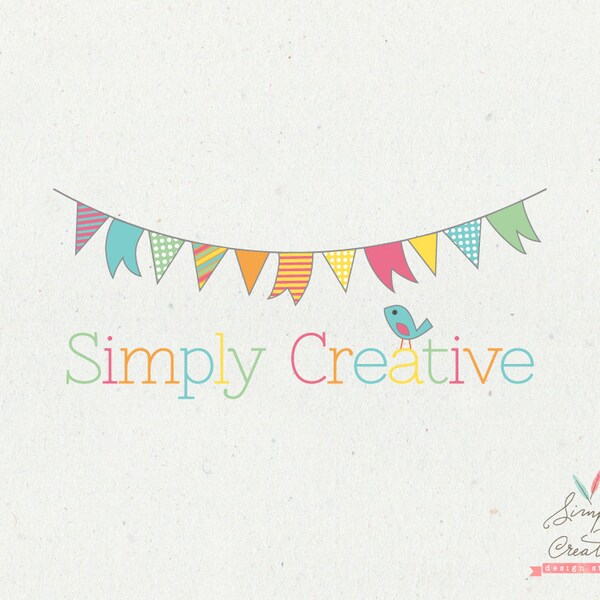 Logo Design - Premade Logo - Pennant Banner Bird Custom Premade Logo - Photography Business Logo - Logo Modern Design - Branding