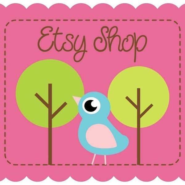 Premade Etsy Shop Banner Avatar Set - Etsy Store Design Package - Little Blue Bird Design