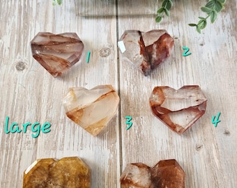 Fire Quartz Crystal Hearts- Large