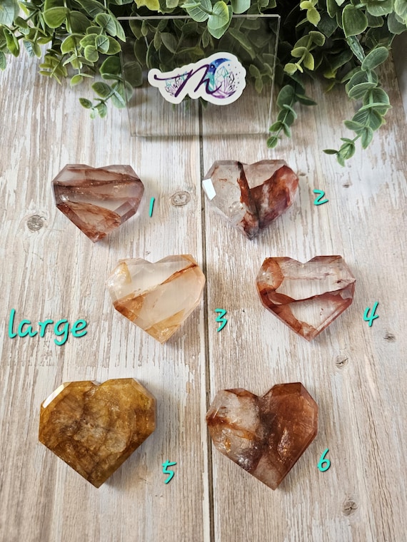 Fire Quartz Crystal Hearts- Large