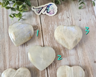White Moonstone Heart Crystal- Blue Flash