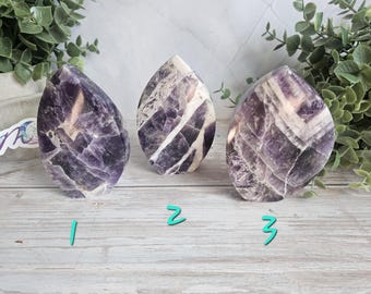 Chevron Amethyst  Crystal Teardrop / Flame