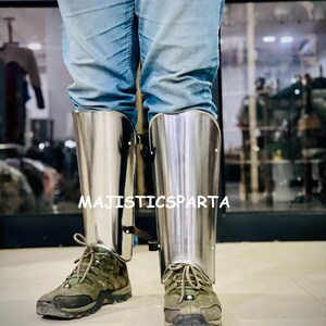 Steel Knight Greaves: 18 Gauge Leg Armor, Medieval LARP Cosplay
