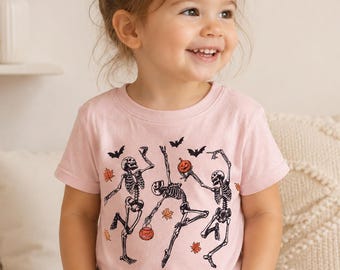 Dancing Skeleton Shirt, Kids Halloween Tshirt, Funny Spooky Season T-Shirt, Vintage Skeleton Sweatshirt Trick or Treat Shirt Skeleton Hoodie