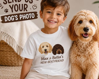 Custom Dog Photo Shirt for Kids, Personalized Pet Portrait Toddler Tee, Dog Photo Shirt, New Best Friend Youth T-Shirt, New Pet Portrait Tee