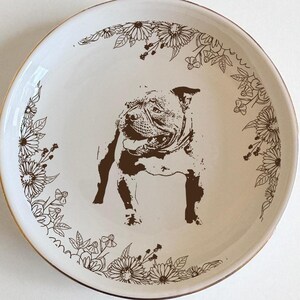 Custom Dog Cat Breed Jewelry Dish, Toile De Jouy Pet Ring Dish, Personalized Pet Lover Gift, Dog Cat Mom Trinket Plate, Pet Lover Gift image 1