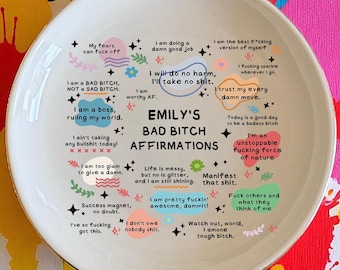Personalized My Swear Affirmations Ring Dish, Inspirational Quote Jewelry Tray, Custom Name Jewelry Holder, Best Friend Gift for Her