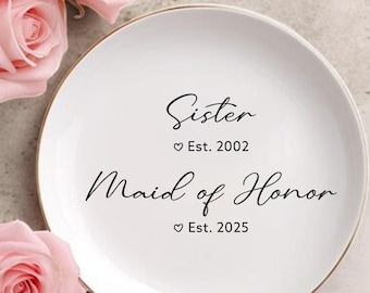 Personalized Maid of Honor Gift, MOH Ring Dish, Sister Wedding Gift, Personalized Bridesmaid Gift, Bridesmaid Proposal, Bridesmaid Ring Dish