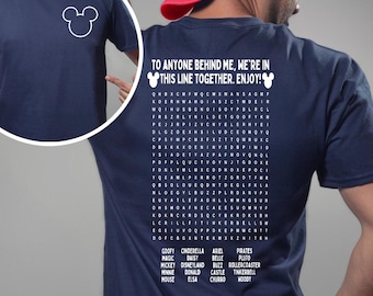 Funny Interactive Disney T-Shirts, Disney Dad Shirts, Waiting In Line Puzzle Double Side Disney T-Shirts, Disney Shirts, Disneyland T-Shirts