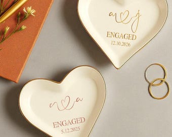 Personalized Engagement Ring Dish, Wedding Ring Dish, Bridal Shower Gift, Anniversary Gift, Gift For Bride and Groom, Personalized Ring Dish