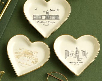Personalized Skyline Ring Dish, Custom Wedding Ring Dish, Engagement Ring Dish, New York City Skyline Ring Dish, Las Vegas Wedding Ring Dish