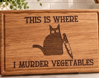This Is Where I Murder Vegetables Cutting Board, Funny Kitchen Cutting Board, Personalized Chopping Board, Housewarming Gift, Funny Mom Gift