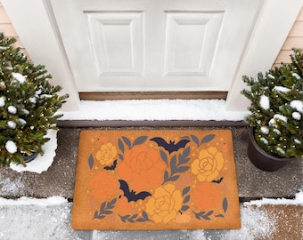 Halloween Welcome Mat, Pumpkin Spice, Autumn Decor, Autumn Welcome Mat, Fall Decor, Housewarming Gift, Front Door Mat, Outdoor Mat, Bats Mat