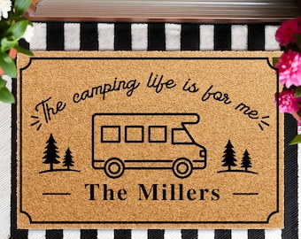 Personalized Campers Doormat, Custom RV Trailer Welcome Mat, Family Camping Gift, Custom Coir Mat, Camping Doormat, Summer Trip Doormat