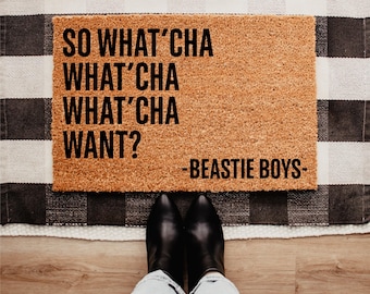 Beastie Boys Doormat, So Whatcha Want Door Mat, 90s Hip Hop Welcome Rug, Old School Music Decor, Funny Hip Hop Entryway Mat, Music Rug