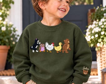 Embroidered Little Bear Sweatshirt, Personalized Embroidered Little Bear Shirt, Retro Birthday Party, Custom embroidery Little Bear T-shirt