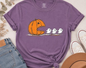 Comfort Colors Halloween Shirt, Pumpkin Chasing Ghosts Tee, Cute Retro Spooky Season Hoodie, Matching Halloween Shirt Trick or Treat Tshirt