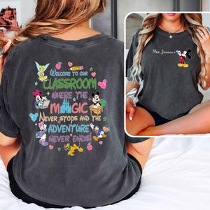 Comfort Colors® Custom Name Disney Teacher T-Shirts, Mickey and Friends Magic School Sweatshirt, Disney Teacher Shirt, Back To School