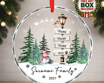 Personalized Family Christmas Ornament, Custom Family Name Ornament, Acrylic Christmas Tree Decoration, Family Sign Ornament