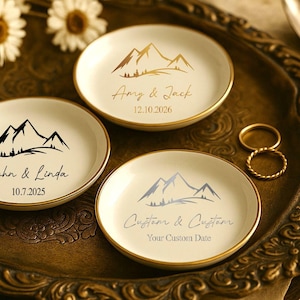 Personalized Wedding Ring Dish, Custom Wedding Date, Engagement Gift For Bride, Mountain Ridge Ring Dish, Mountain Ring Dish, Wedding Gift