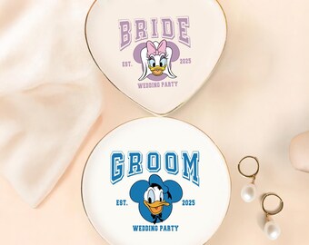 Disney Bride and Groom Ring Dish, Fairytale Wedding Ring Holder, Custom Couple Ring Dish, Personalized Disney Jewelry Dish, Engagement Gift