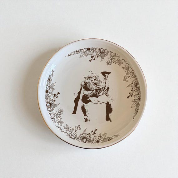 Custom Dog Cat Breed Jewelry Dish, Toile De Jouy Pet Ring Dish, Personalized Pet Lover Gift, Dog Cat Mom Trinket Plate, Pet Lover Gift