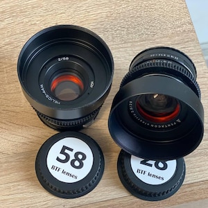 Canon EF  Helios 44 58mm f2  Pentacon 29mm f2.8 ANAMORPHIC Amber  Cinemod lens ef mount BTF Lens