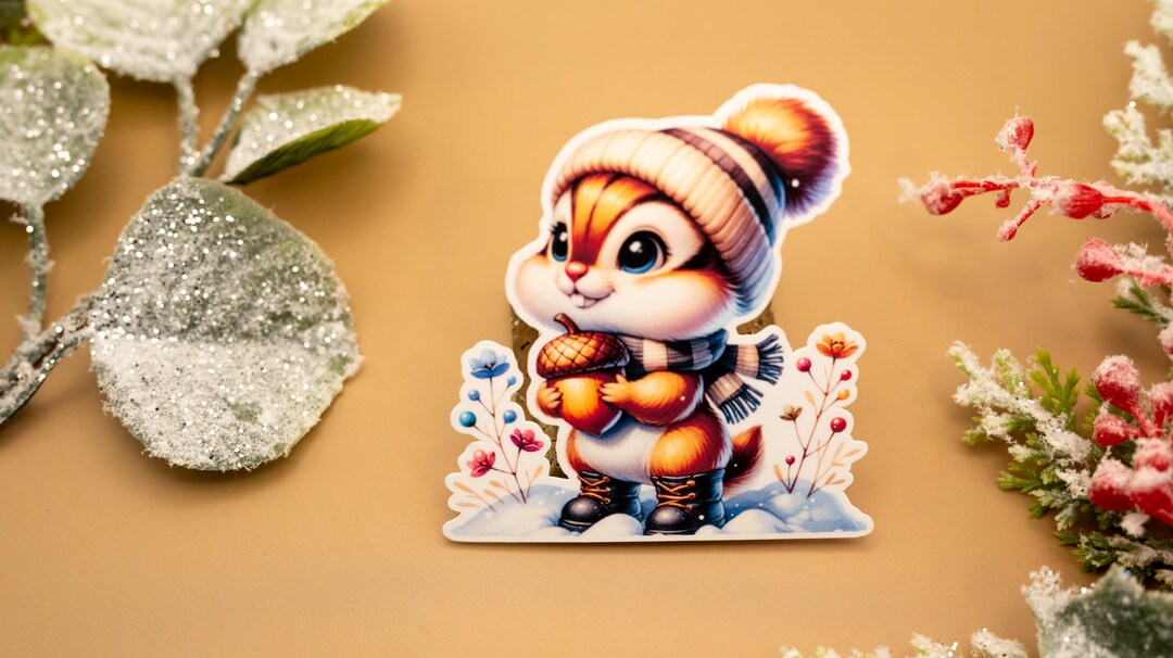 Chipmunk Sticker Christmas Chipmunk Sticker: Holiday Laptop Decal, Water Resistant - Etsy