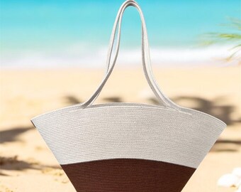 Large women's beach bag tote – boho summer basket bag – elegant handmade bag – beach vacation bag